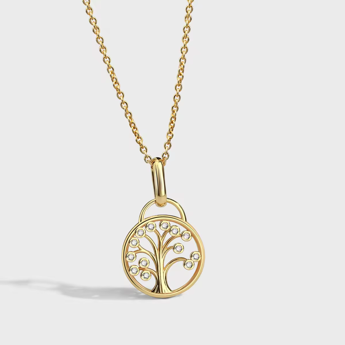 14k Gold Plated Tree Of Life Silver Necklace