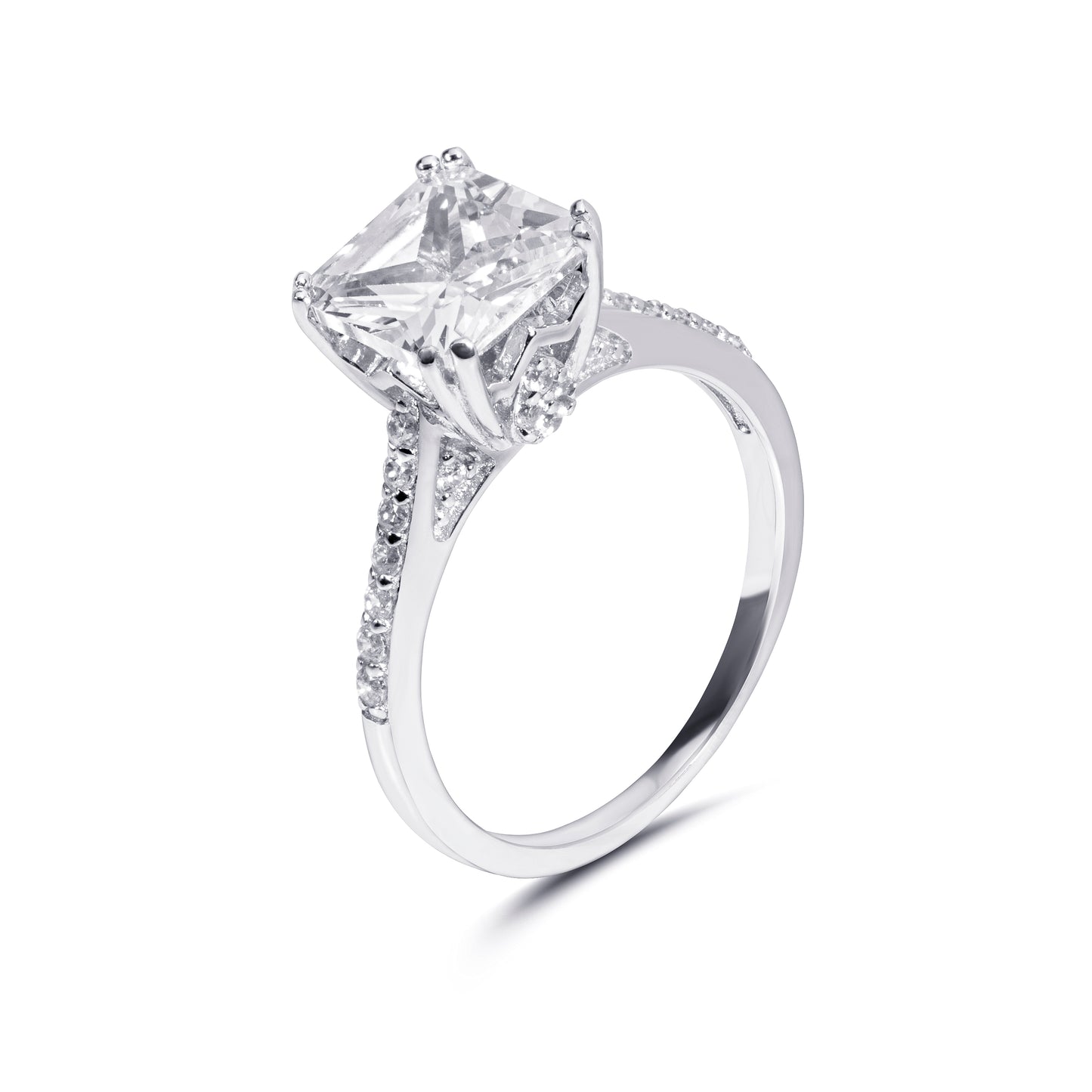 Princess Solitaire Ring in Sterling Silver
