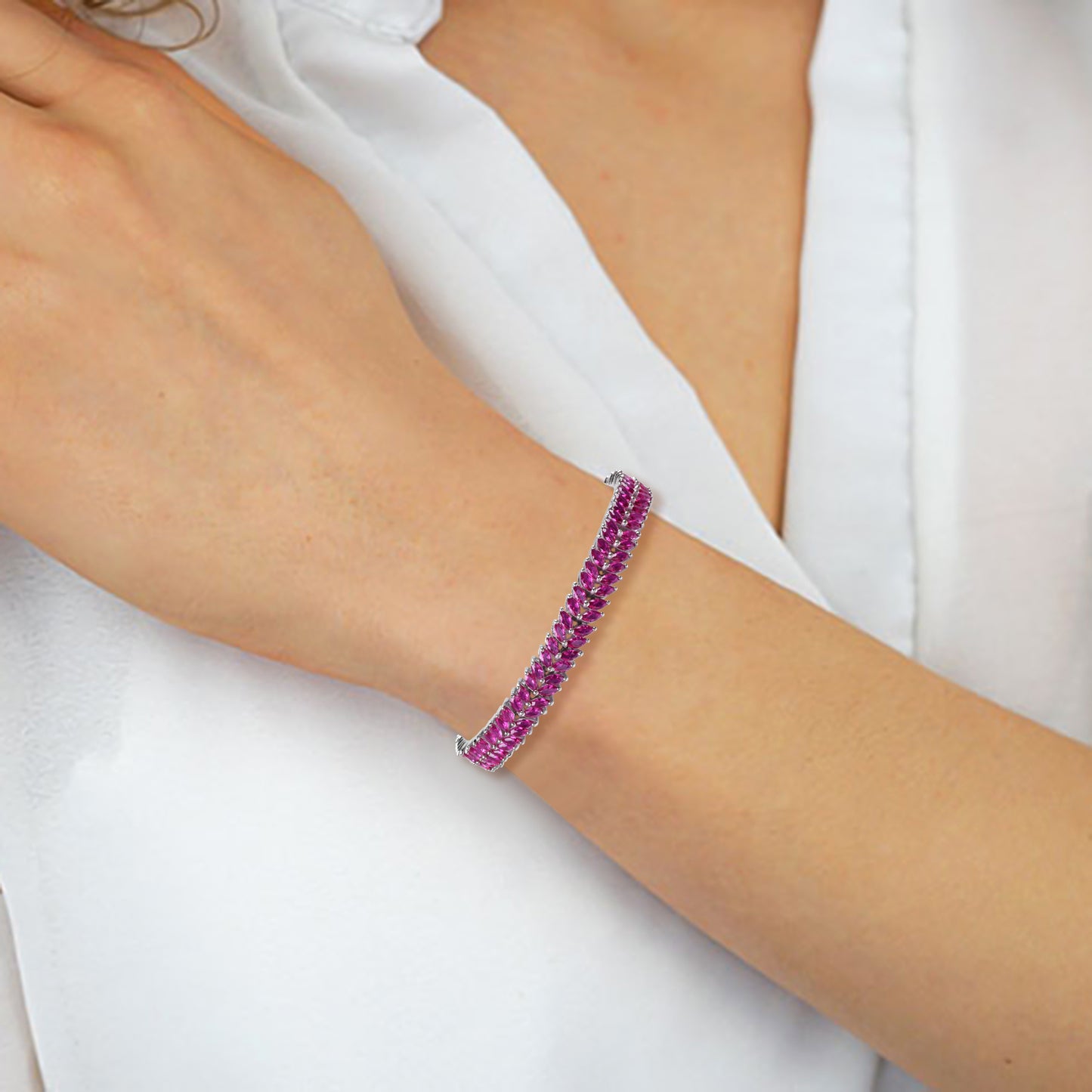 Pink CZ Marquise Vine Bracelet For Women