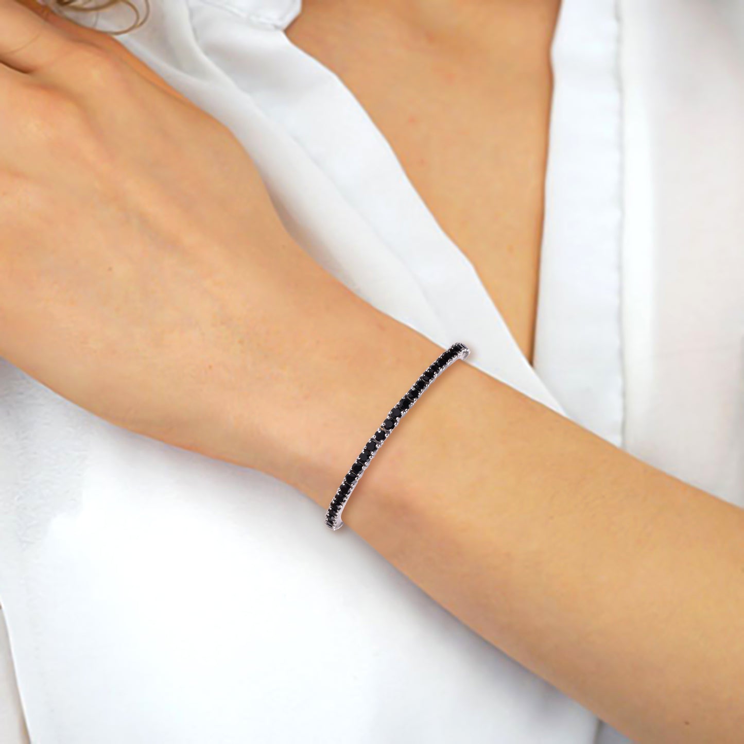 Tennisarmband aus schwarzem Onyx