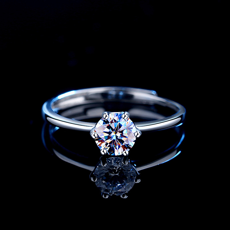 Round Solitaire Silver Adjustable Ring