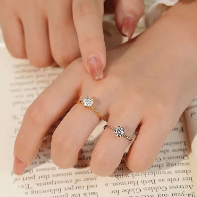 Round Solitaire Silver Adjustable Ring