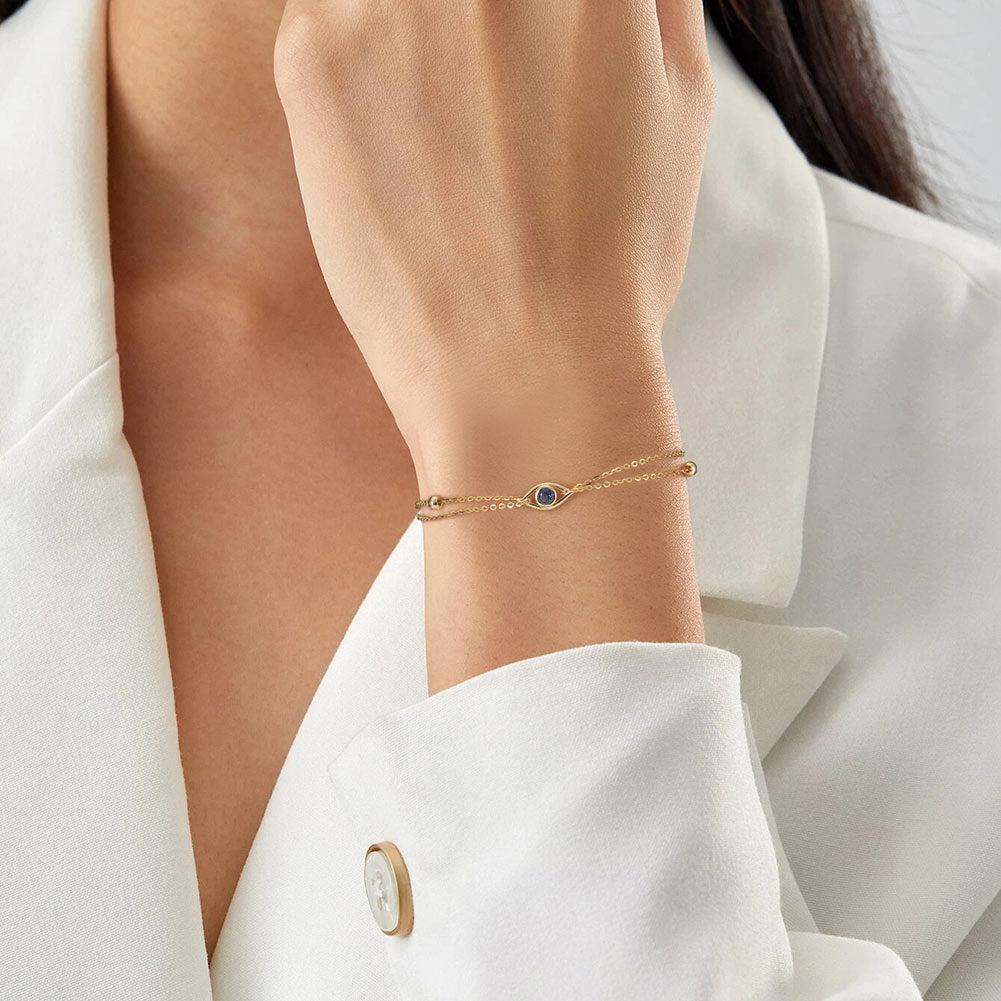 Evil Eye Gold Plated Silver Bracelet