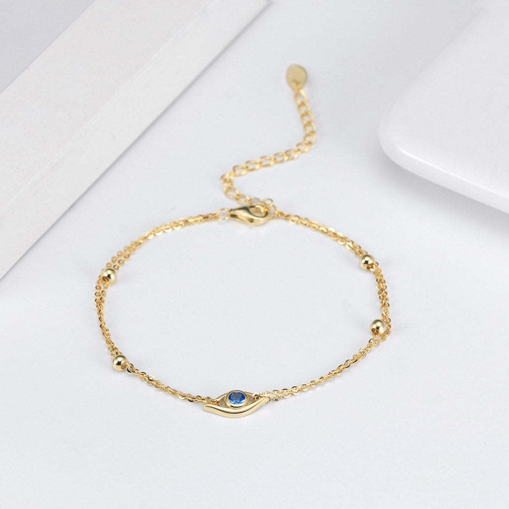 Evil Eye Gold Plated Silver Bracelet
