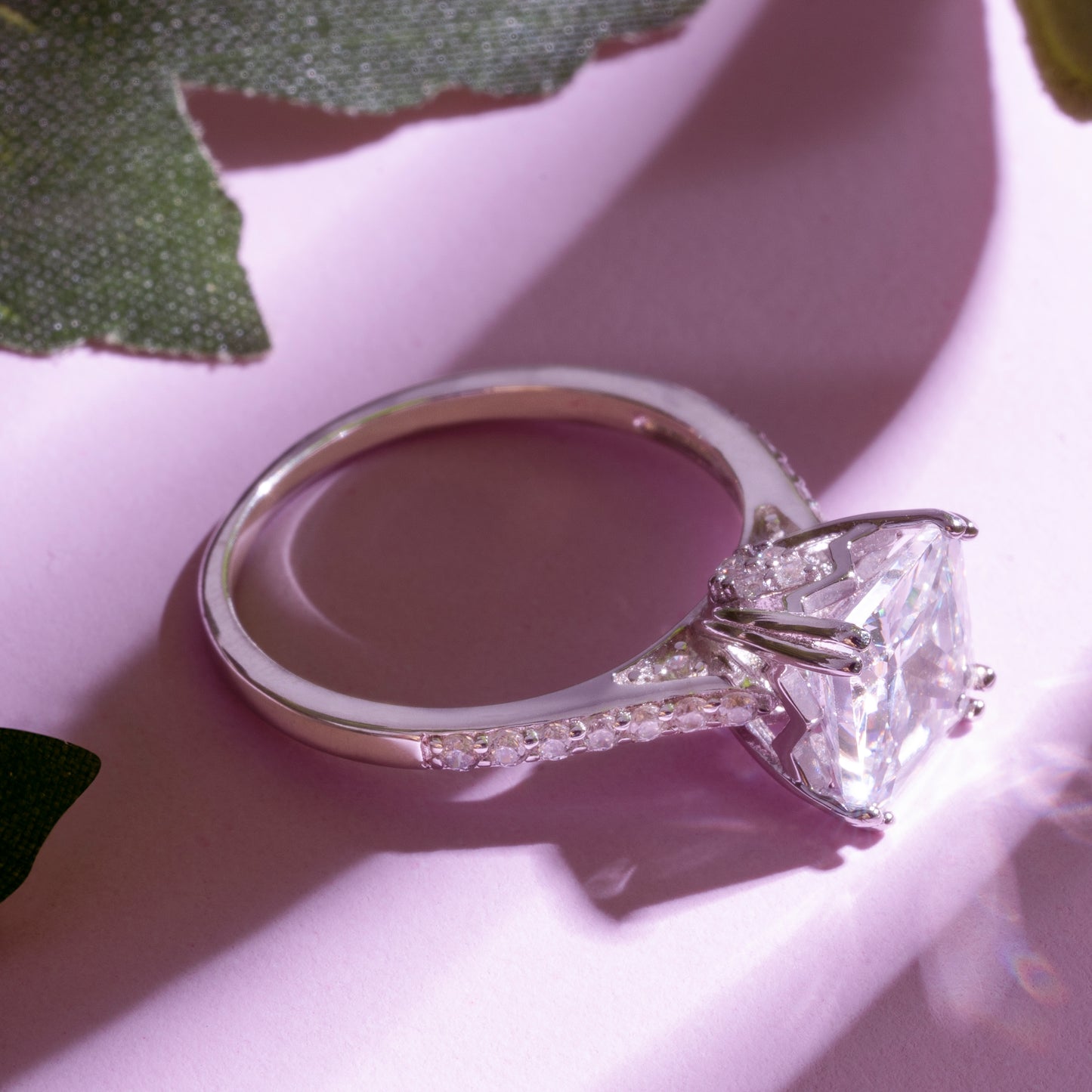 Princess Solitaire Ring in Sterling Silver