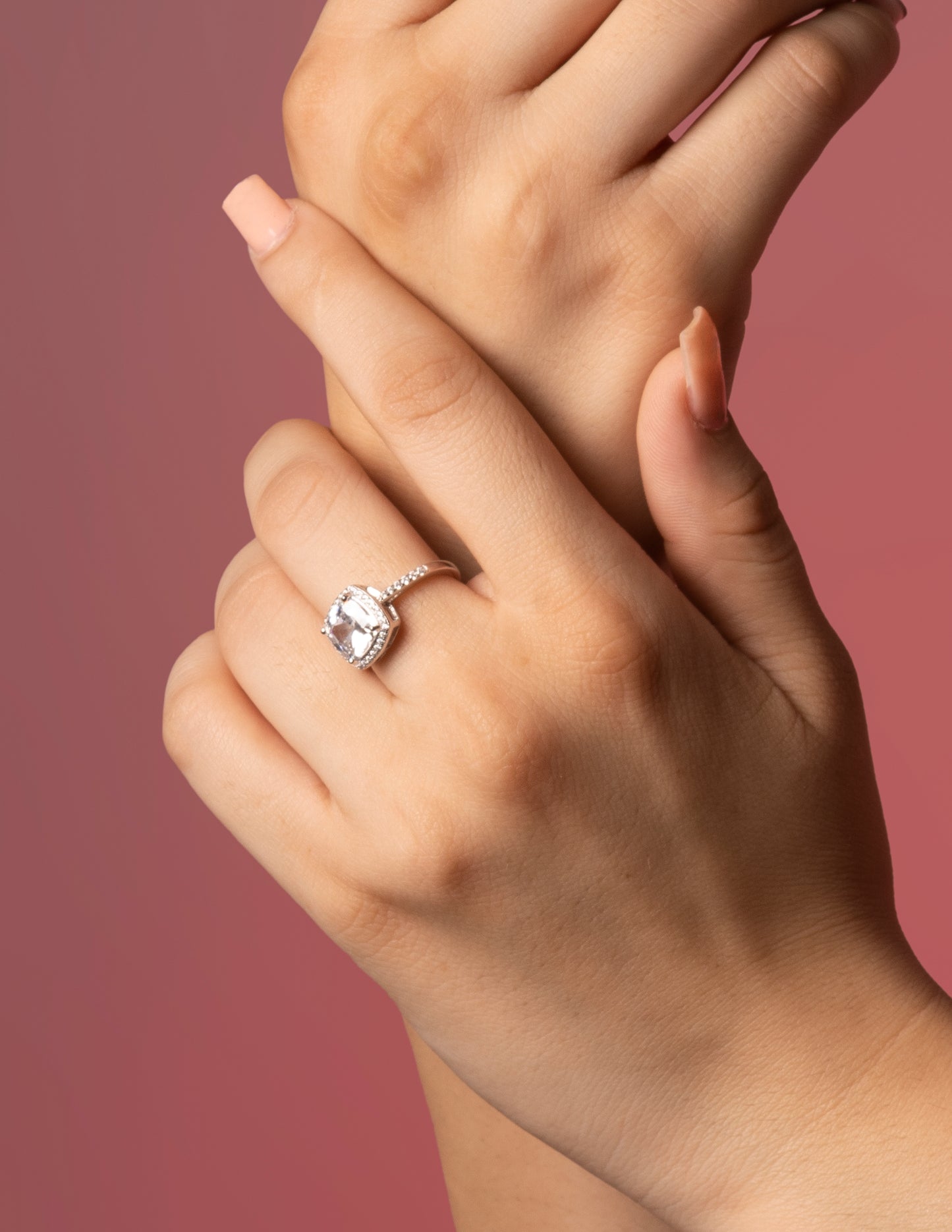 Cushion Cut Halo Solitaire Engagement Ring