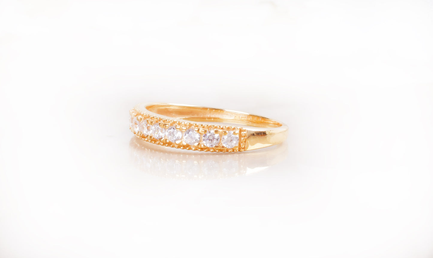 gold plated sterling silver wedding band , side view