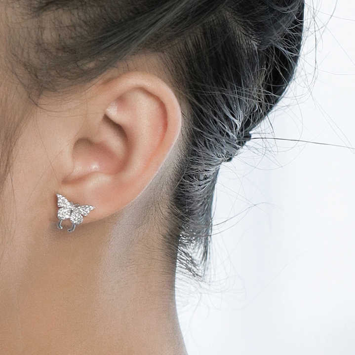 Cute Butterfly Shining Silver Earrings