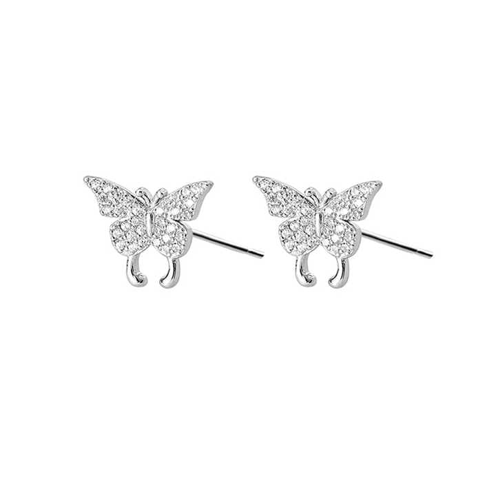 Cute Butterfly Shining Silver Earrings
