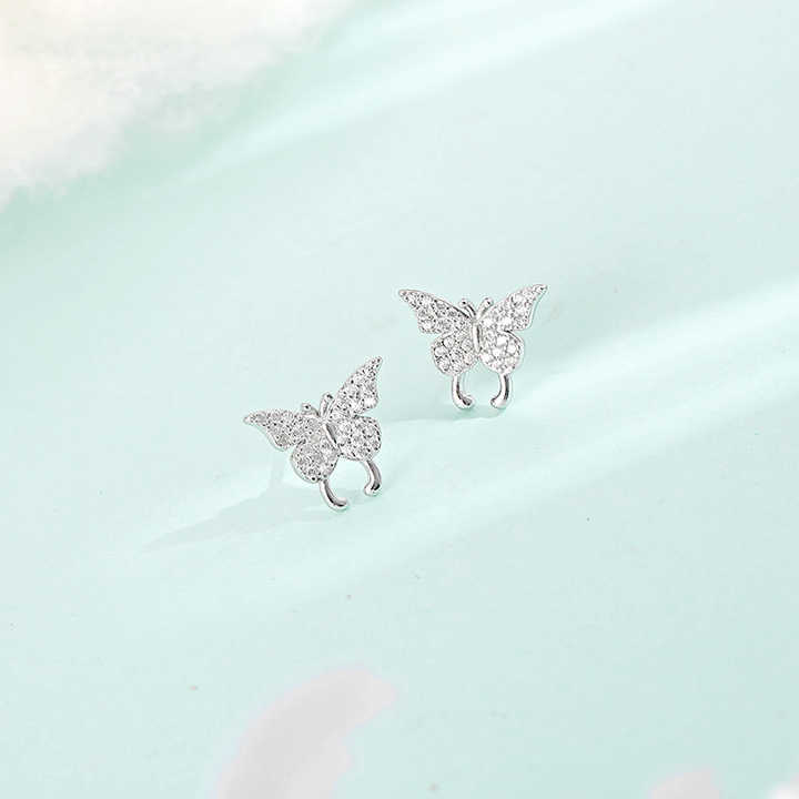 Cute Butterfly Shining Silver Earrings
