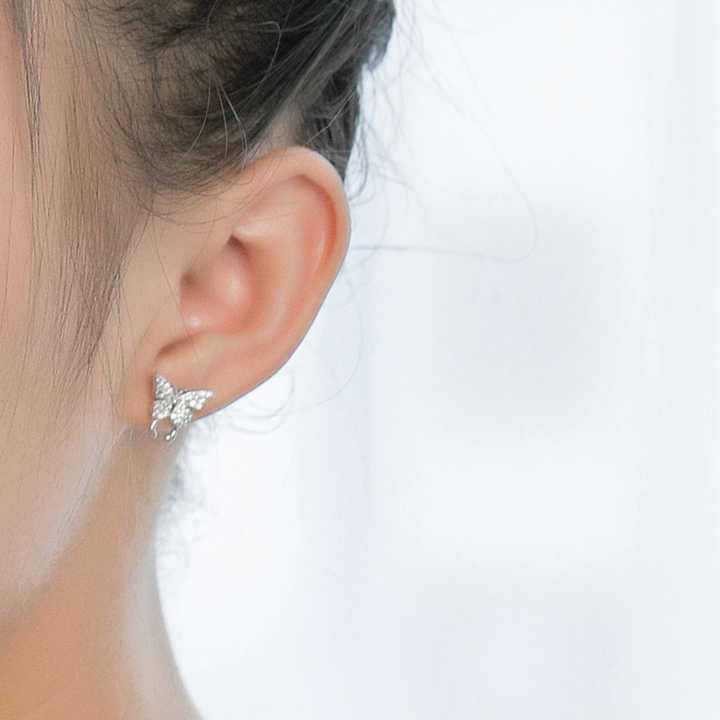 Cute Butterfly Shining Silver Earrings