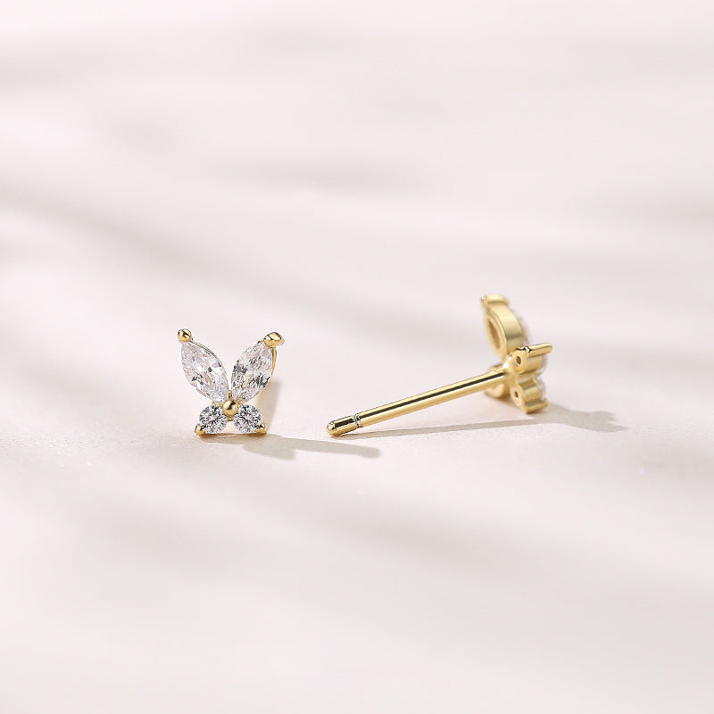 18k Gold Plated Cute Butterfly Shining Silver Earrings