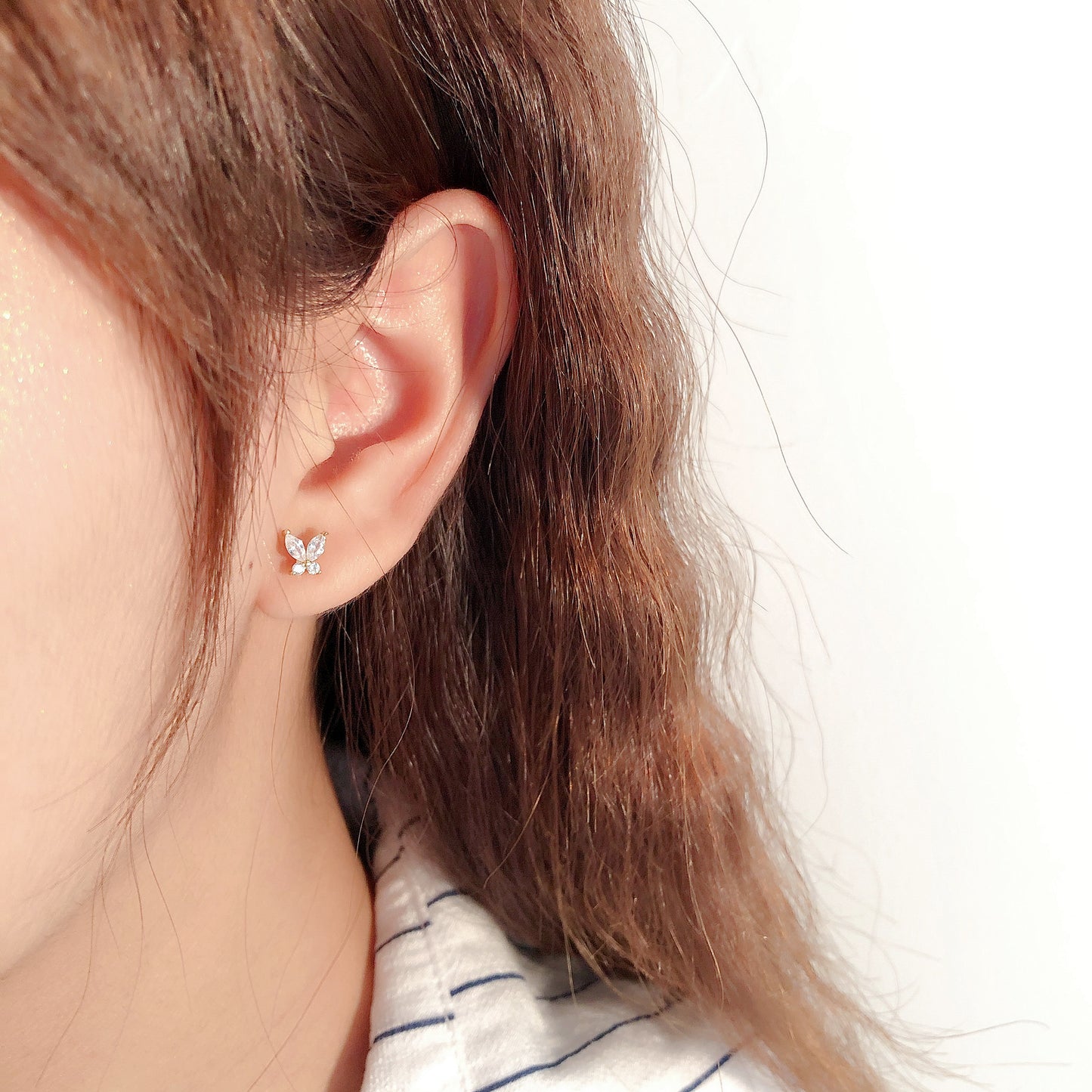 18k Gold Plated Cute Butterfly Shining Silver Earrings