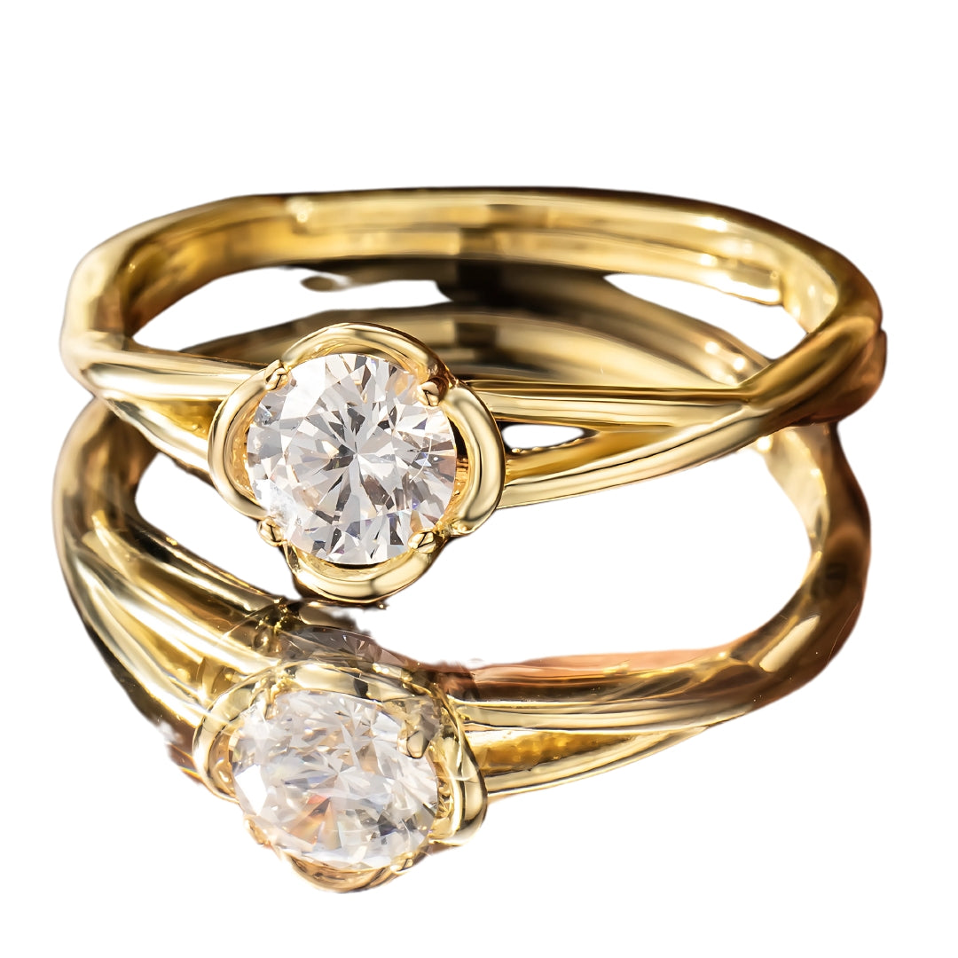 18k Gold Plated 925 Sterling Silver Flower Adjustable Ring