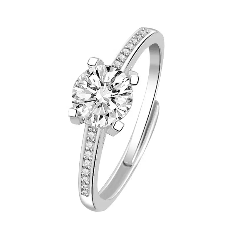 1 Ct GRA Certified Moissanite Adjustable Ring In Sterling Silver