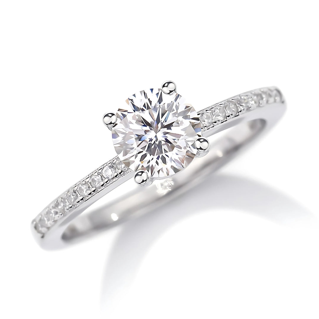 1 Ct GRA Certified Moissanite Adjustable Ring In Sterling Silver