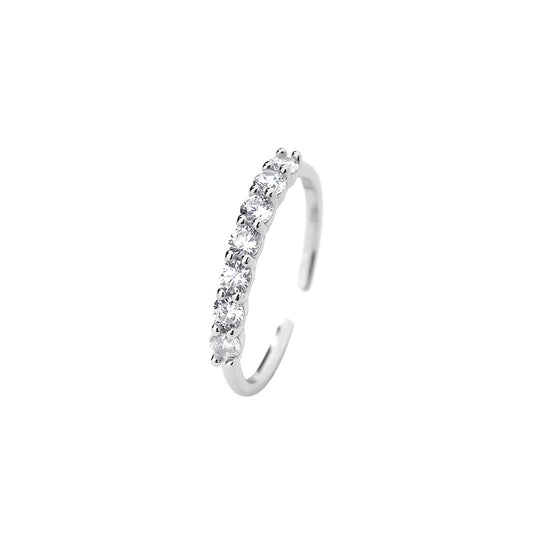 925 Sterling Silver Half Eternity Ring For Women & Girls (Adjustable)