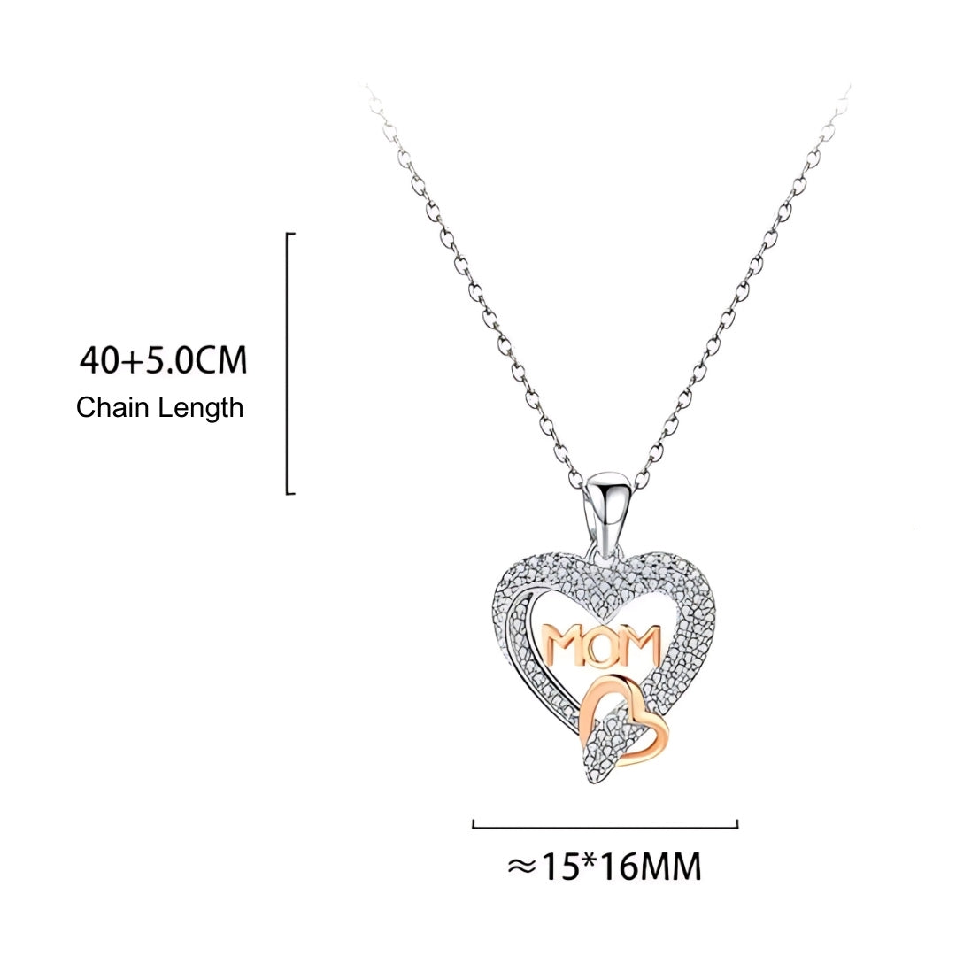 Rosegold Plated Dual Heart Mom Pendant With Chain In Sterling Silver