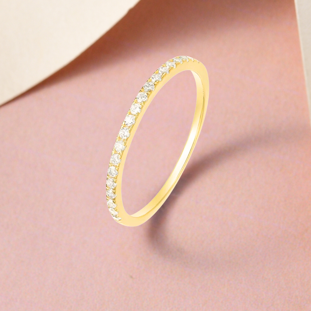 18k Gold Plated White American Diamond Eternity Ring