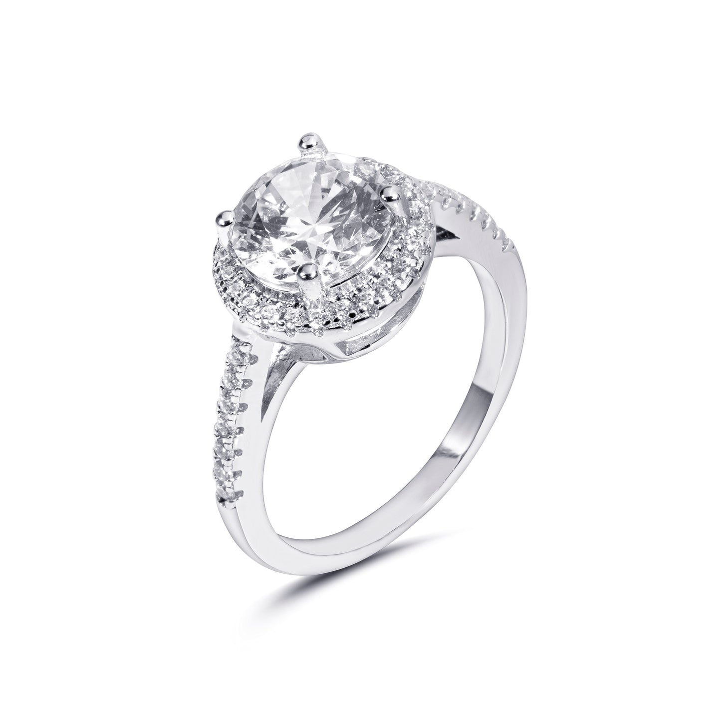 Round Halo Solitaire Ring