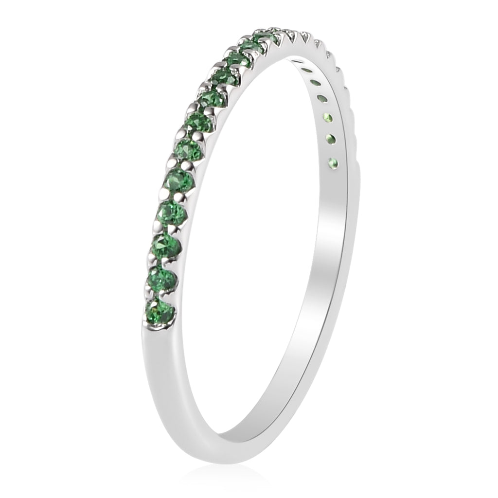 Green Emerald American Diamond Eternity Ring