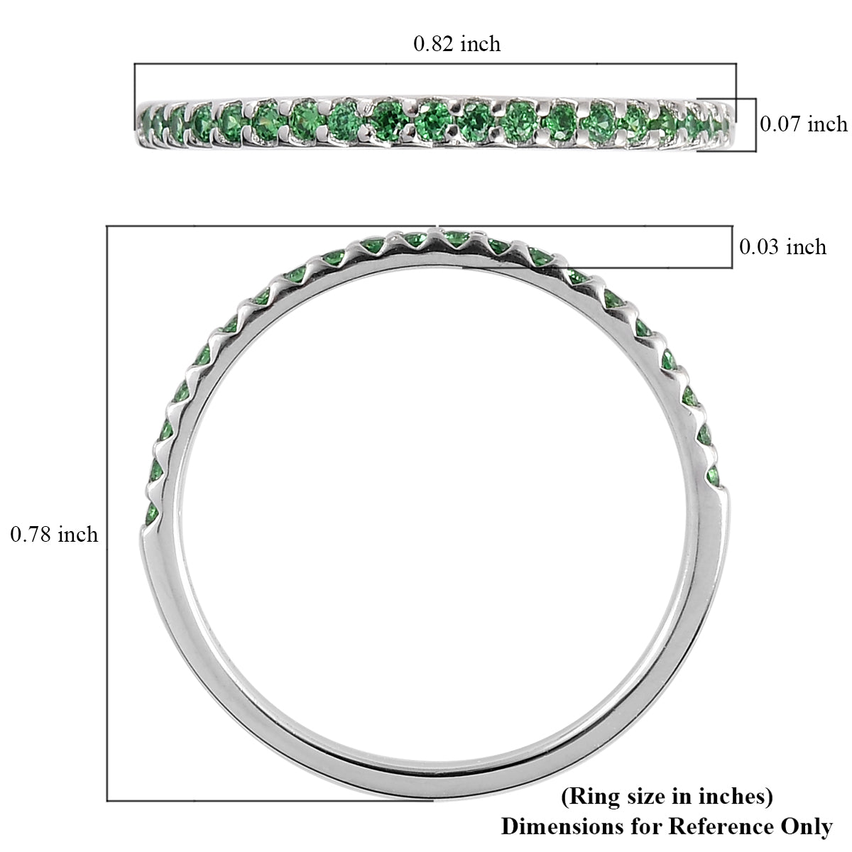 Green Emerald American Diamond Eternity Ring
