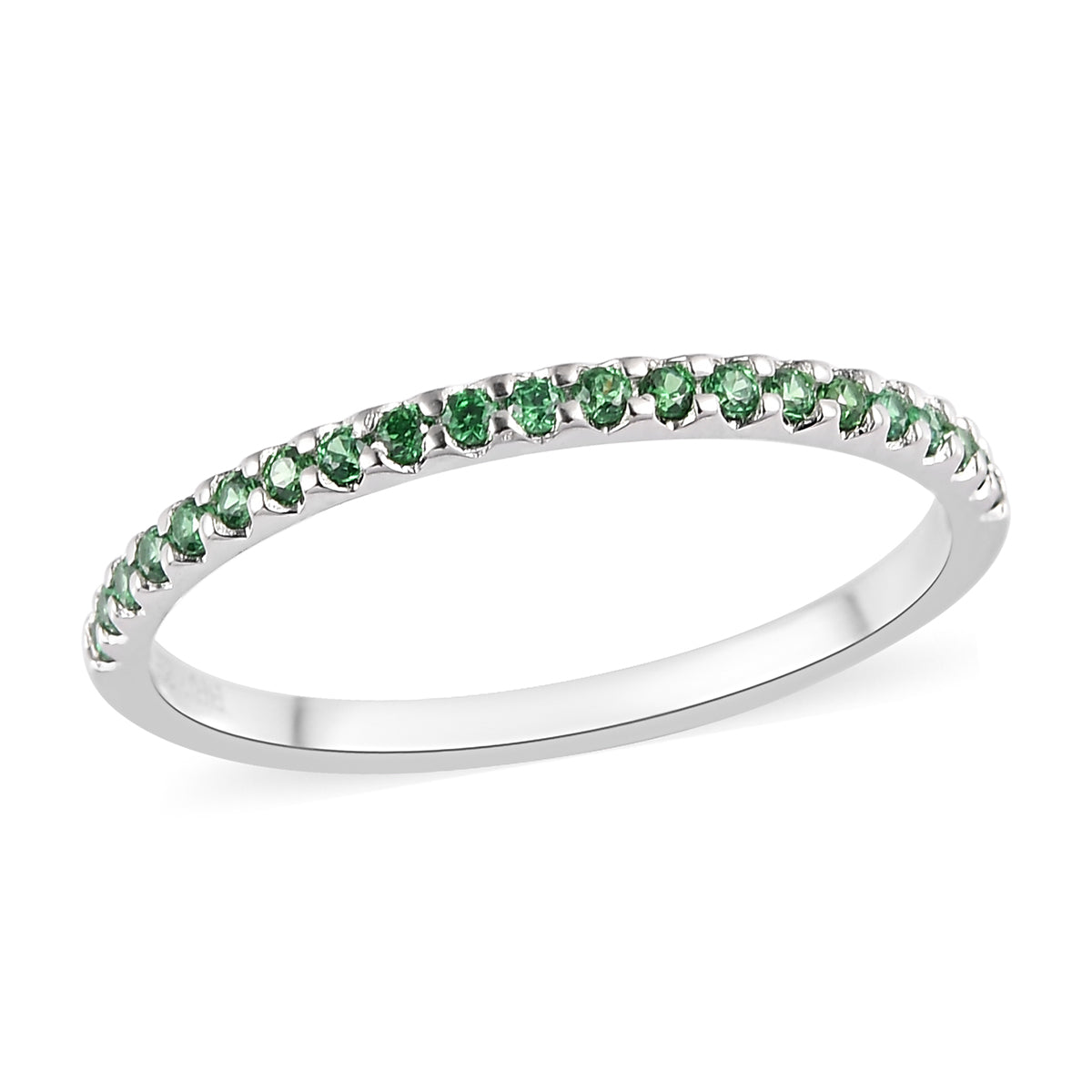Green Emerald American Diamond Eternity Ring