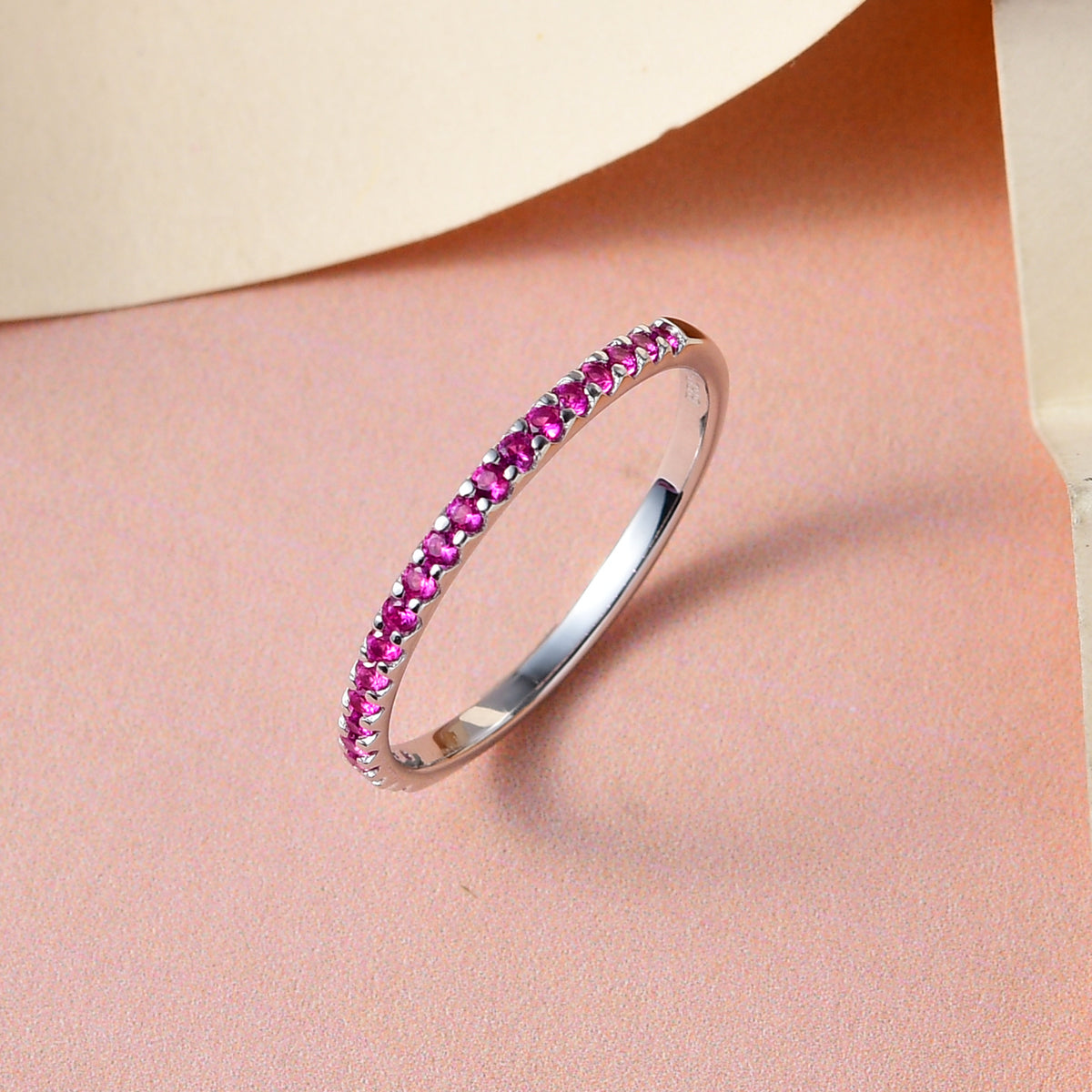Pink Ruby American Diamond Eternity Ring