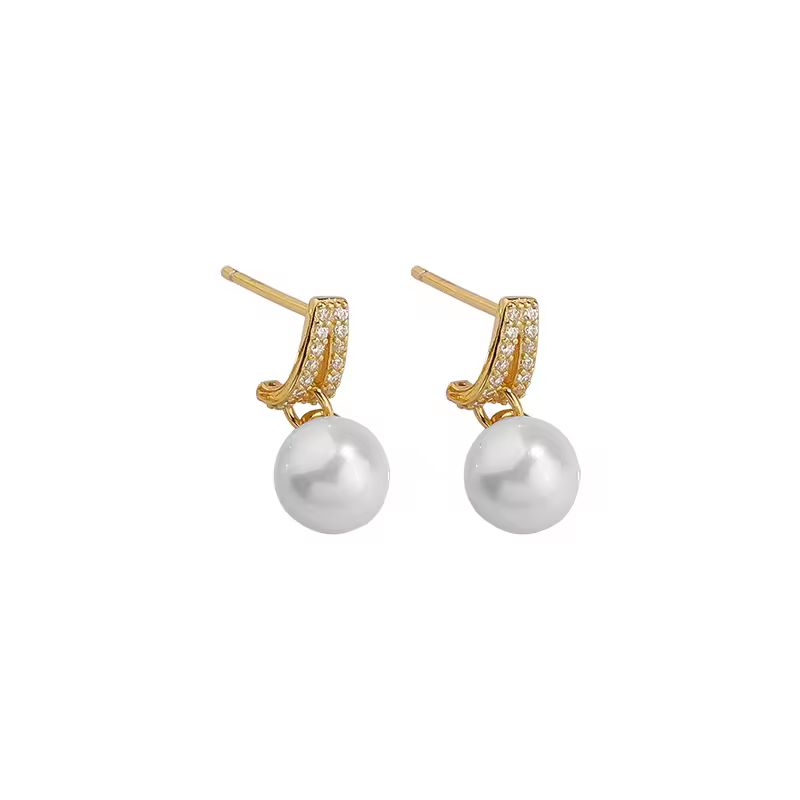 Minimalist Natural White Pearl Earrings In 925 Sterling Silver