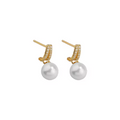 Minimalist Natural White Pearl Earrings In 925 Sterling Silver