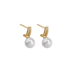 Minimalist Natural White Pearl Earrings In 925 Sterling Silver