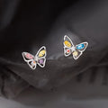 Multicolor CZ Butterfly Stud Earrings