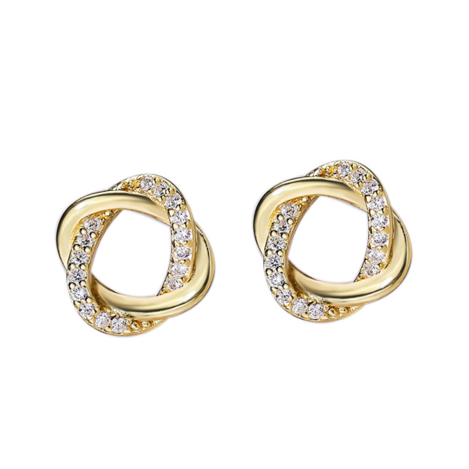Elegant Gold and Diamond Knot Earrings