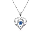 Sterling Silver Heart Pendant Necklace with Blue Gemstone