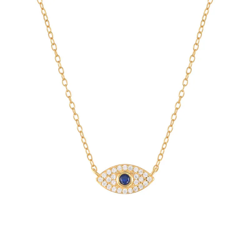 Blue CZ Evil Eye Necklace