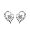 Sparkling Heart Stud Earrings In 925 Sterling Silver