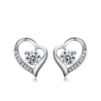 Sparkling Heart Stud Earrings In 925 Sterling Silver
