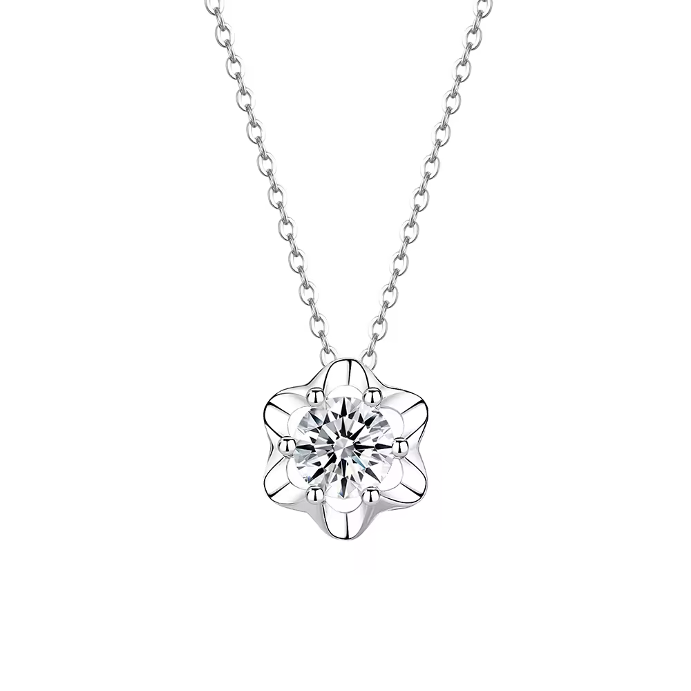 Blooming Flower CZ Necklace In 925 Sterling Silver
