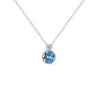Blue American Diamond Circle Pendant Necklace In 925 Sterling Silver