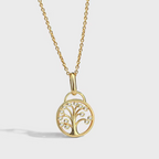 14k Gold Plated Tree Of Life Silver Necklace