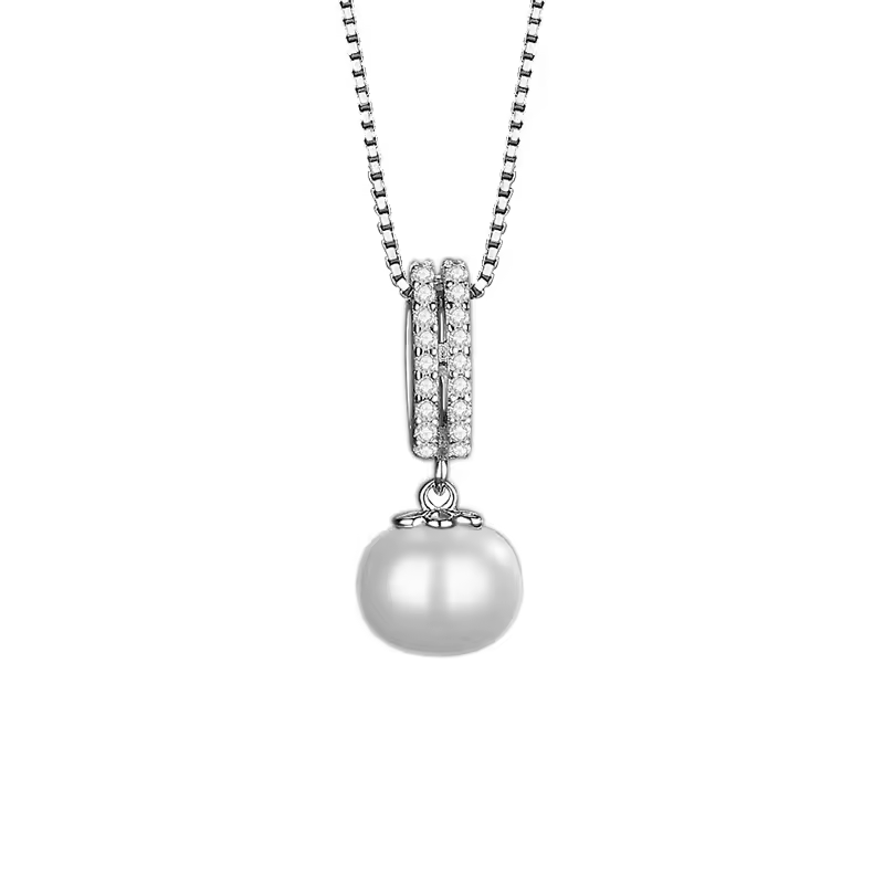Natural White Pearl Pendant With Chain