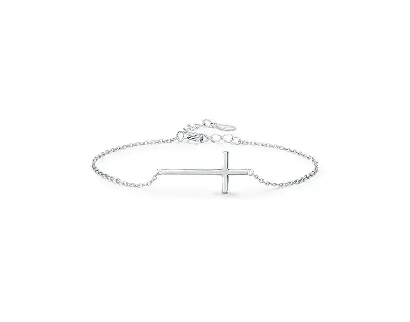 Minimalist Silver cross bracelet