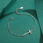 Minimalist Silver cross bracelet