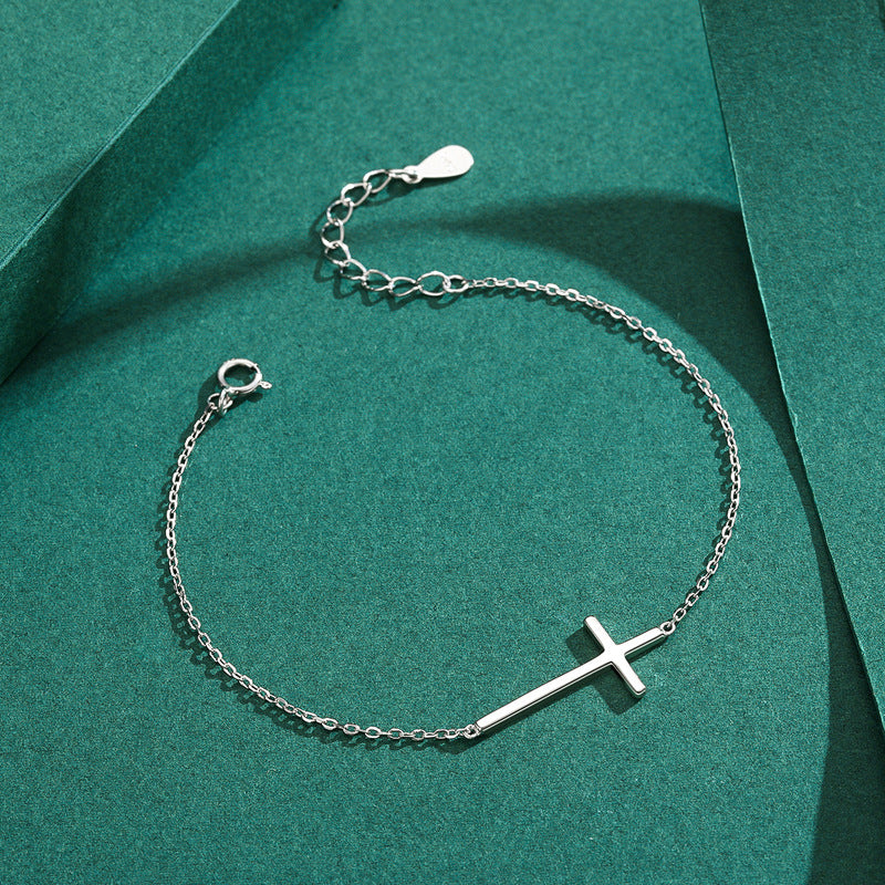 Minimalist Silver cross bracelet