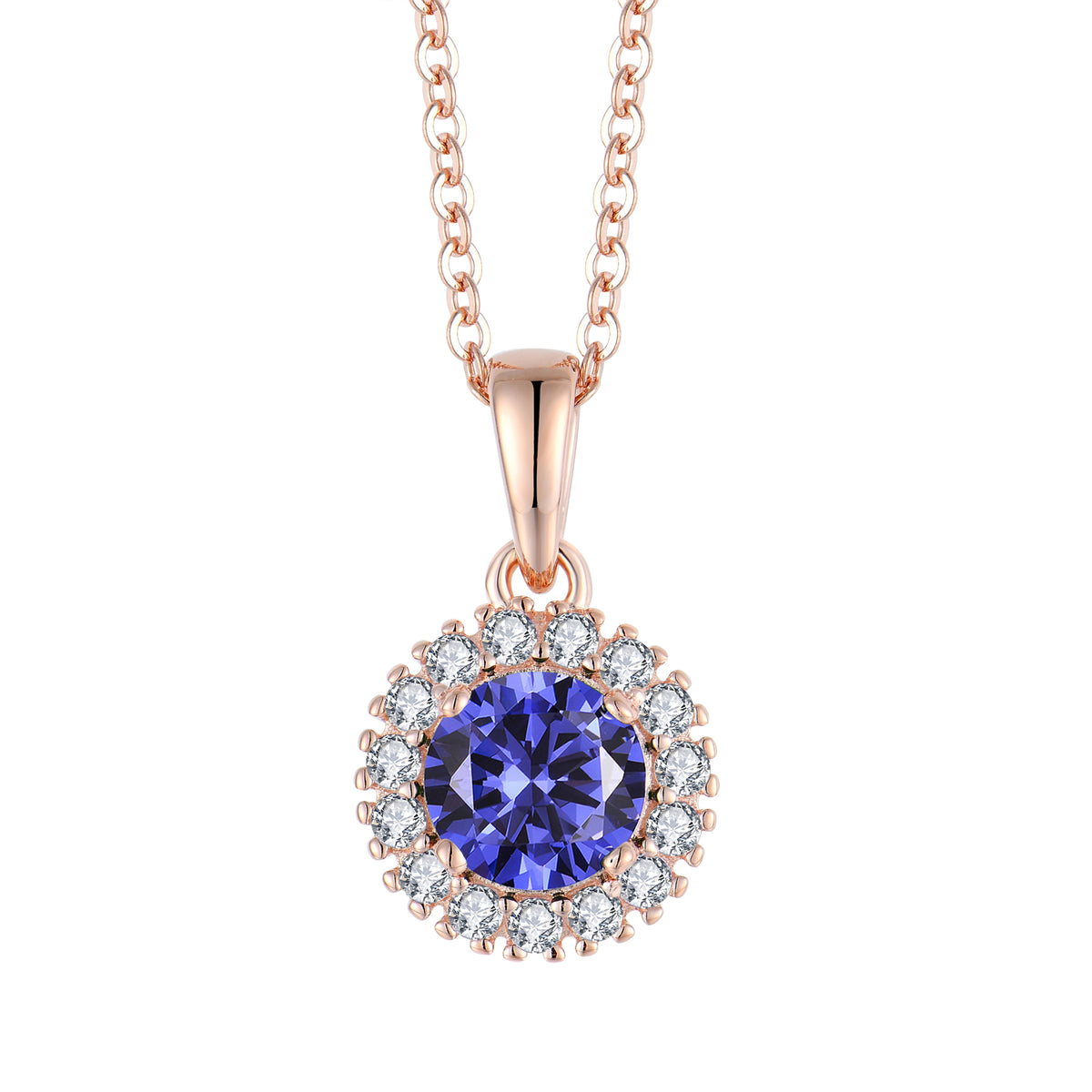 Roségoldener Tansanit-Anhänger mit Kette in limitierter Auflage 