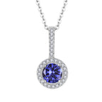 Round Halo Tanzanite Pendant With Chain