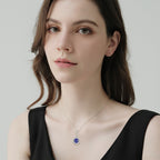 Round Halo Tanzanite Pendant With Chain