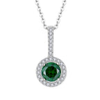 Runder Halo-Smaragd-Anhänger mit Kette