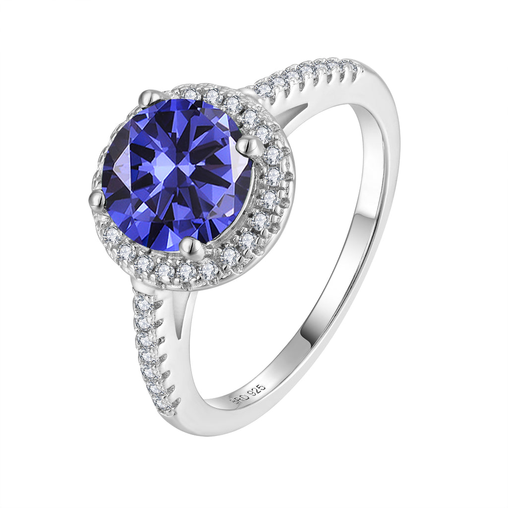 Round Halo Tanzanite Ring