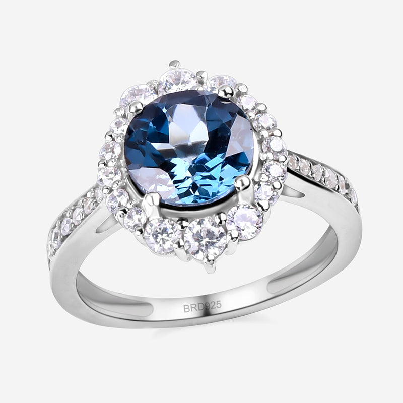 Natural London Blue Topaz Princess Ring In 925 Sterling Silver